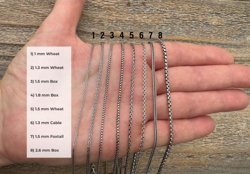 Oxidized .925 Sterling Silver Chain Necklace - Various Styles or Types, Thickness and Length Options - Wheat, Box, Cable, or Foxtail Chains