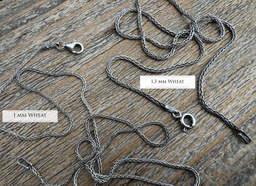 Oxidized .925 Sterling Silver Chain Necklace - Various Styles or Types, Thickness and Length Options - Wheat, Box, Cable, or Foxtail Chains
