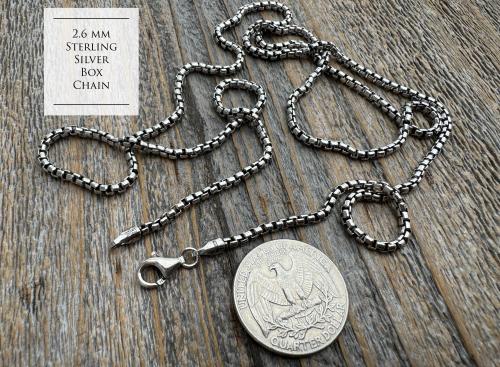 Oxidized .925 Sterling Silver Chain Necklace - Various Styles or Types, Thickness and Length Options - Wheat, Box, Cable, or Foxtail Chains