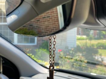 Bronze Rearview Mirror Hanging Cross, Antique Replica Coptic Cross, Christian Car Accessory, Adjustable Length, Cross to hang from Mirror