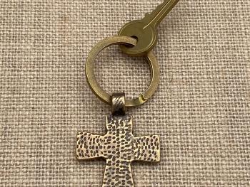 Bronze Coptic Cross Key Ring, Keyring, Antique Replica, Keyring with Cross Charm, Christian Unisex Key Ring, High Quality Cross Keyring Gift