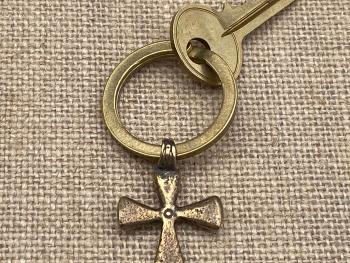 Bronze African Cross Key Ring, Antique Replica Cross, Folds to be compact, High quality solid bronze, Gift Idea for Christian, Unisex Ring