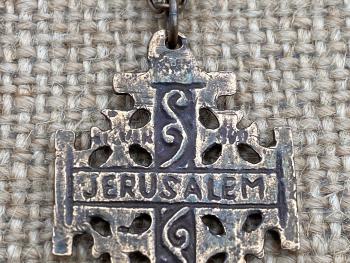 Bronze Jerusalem Cross Pendant Necklace, Crusader's Cross, Five Wounds of Christ Cross, Cross-and-Crosslets, Heraldic Cross, Holy Sepulchre