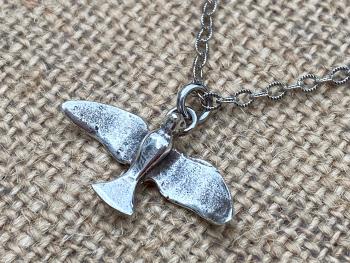 Sterling Silver Holy Spirit Dove Pendant Necklace, Antique Replica, Unisex Confirmation Gift, Boho Holy Spirit Necklace, Flying Dove Pendant