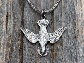 Sterling Silver Holy Spirit Dove Necklace, Descending Dove Pendant, Antique Replica, Descending Holy Spirit Pendant, Confirmation Necklace