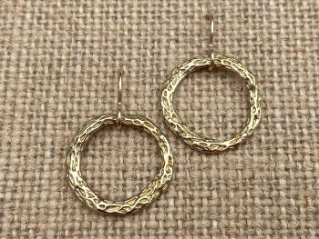 Gold Celtic Rosary Ring Earrings, Antique Replicas, Gold Hoop Earrings, Religious Gold Earrings, Unusual Irish Catholic Earrings, Dangling