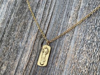 Antique Gold Plated Our Lady of Mental Peace Pendant Necklace, Gold Blessed Virgin Mary Pendant, Antique Replica, Blessed Virgin Mary Medal