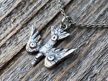 Sterling Silver Holy Spirit Dove Necklace, Descending Dove Pendant, Antique Replica, Descending Holy Spirit Pendant, Confirmation Necklace