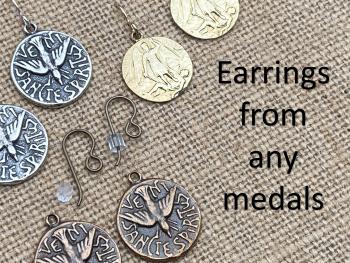 Custom Earrings made from your choice of Medallions, Crosses or Crucifixes, French Hook Dangle Earrings in Sterling Silver, Bronze or Gold