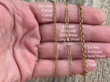 Add Antiqued Gold Chain Necklace, Antique Gold Chain Styles in Various Lengths, Rolo, Long & Short, or Cable style, to your order