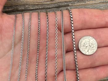 Oxidized .925 Sterling Silver Chain Necklace - Various Styles or Types, Thickness and Length Options - Wheat, Box, Cable, or Foxtail Chains