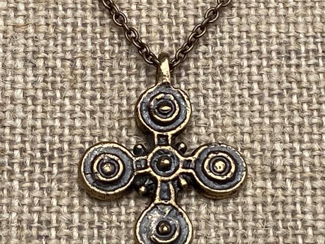 Bronze Five Wounds of Christ, Stigmata Cross Pendant Necklace, 15th Century Antique Replica Cross, Antiquity, Five Holy Wounds, 5 Wounds of