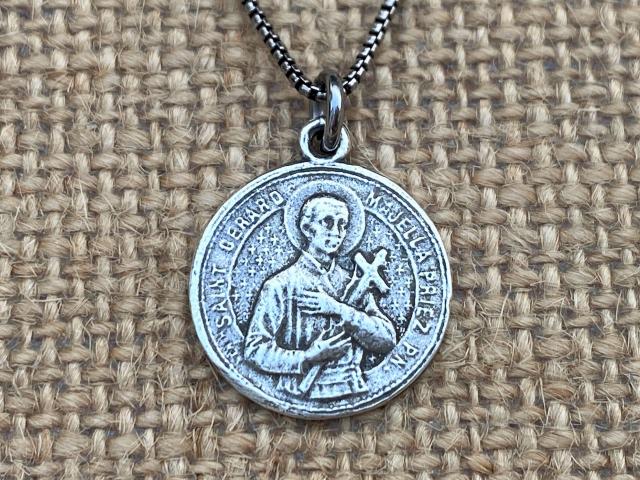 Sterling Silver St Gerard Majella Medal Pendant Necklace, French artist Penin, Antique Replica, Patron Saint of Expectant Mothers, Fertility